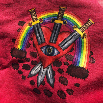 3 of Swords Red Bleached Shirt