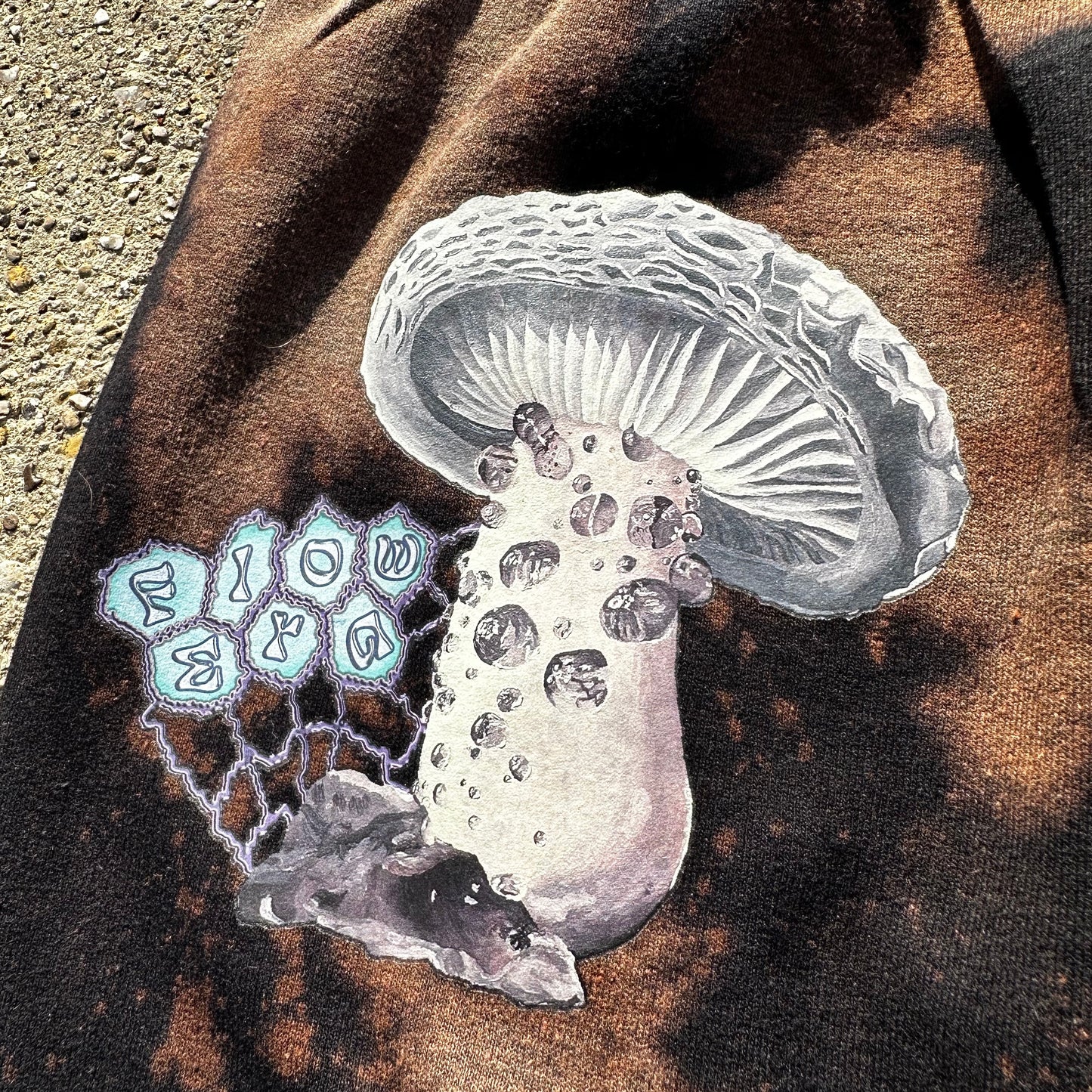 Mushrooms are Down to Earth Black Bleached Sweatpants