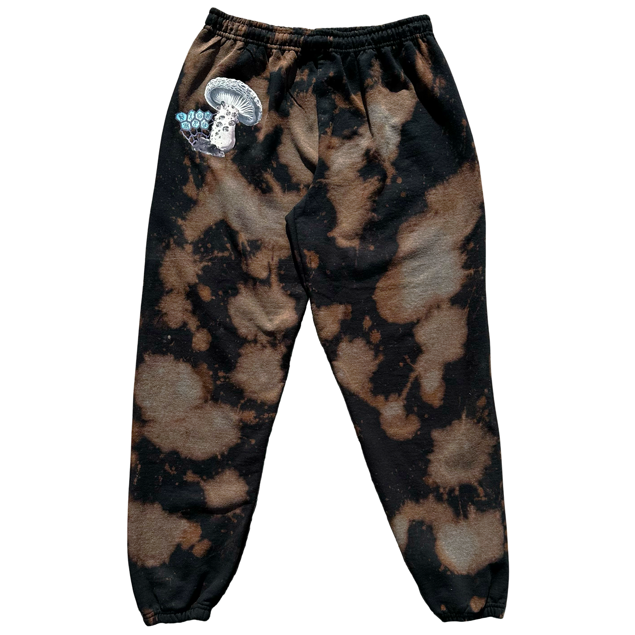 Mushrooms are Down to Earth Black Bleached Sweatpants