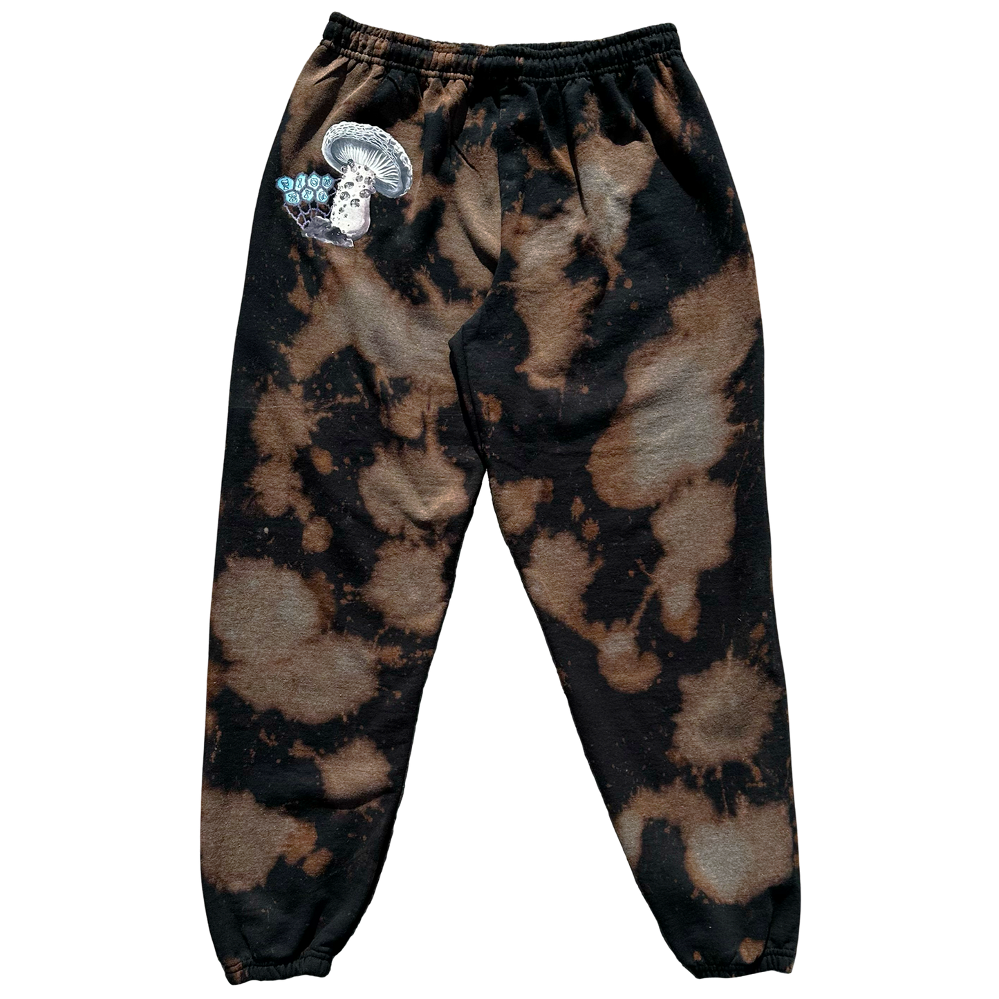 Mushrooms are Down to Earth Black Bleached Sweatpants