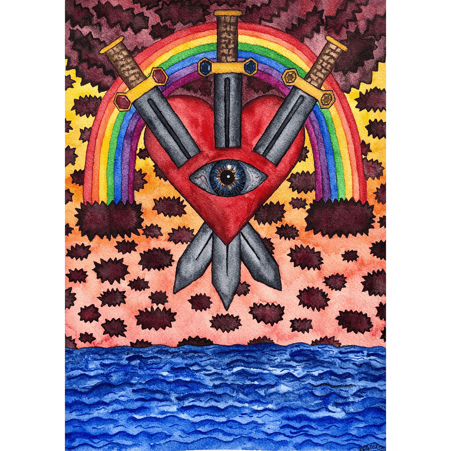 "The Flood Couldn't Stop My Pain (3 of Swords)" Print