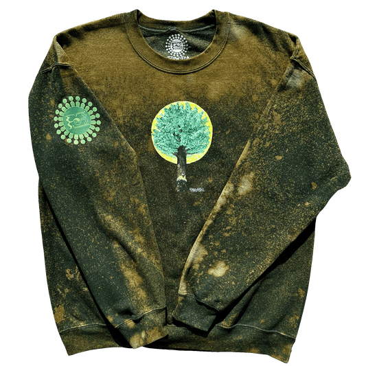 Tree of Life Green Bleached Crewneck
