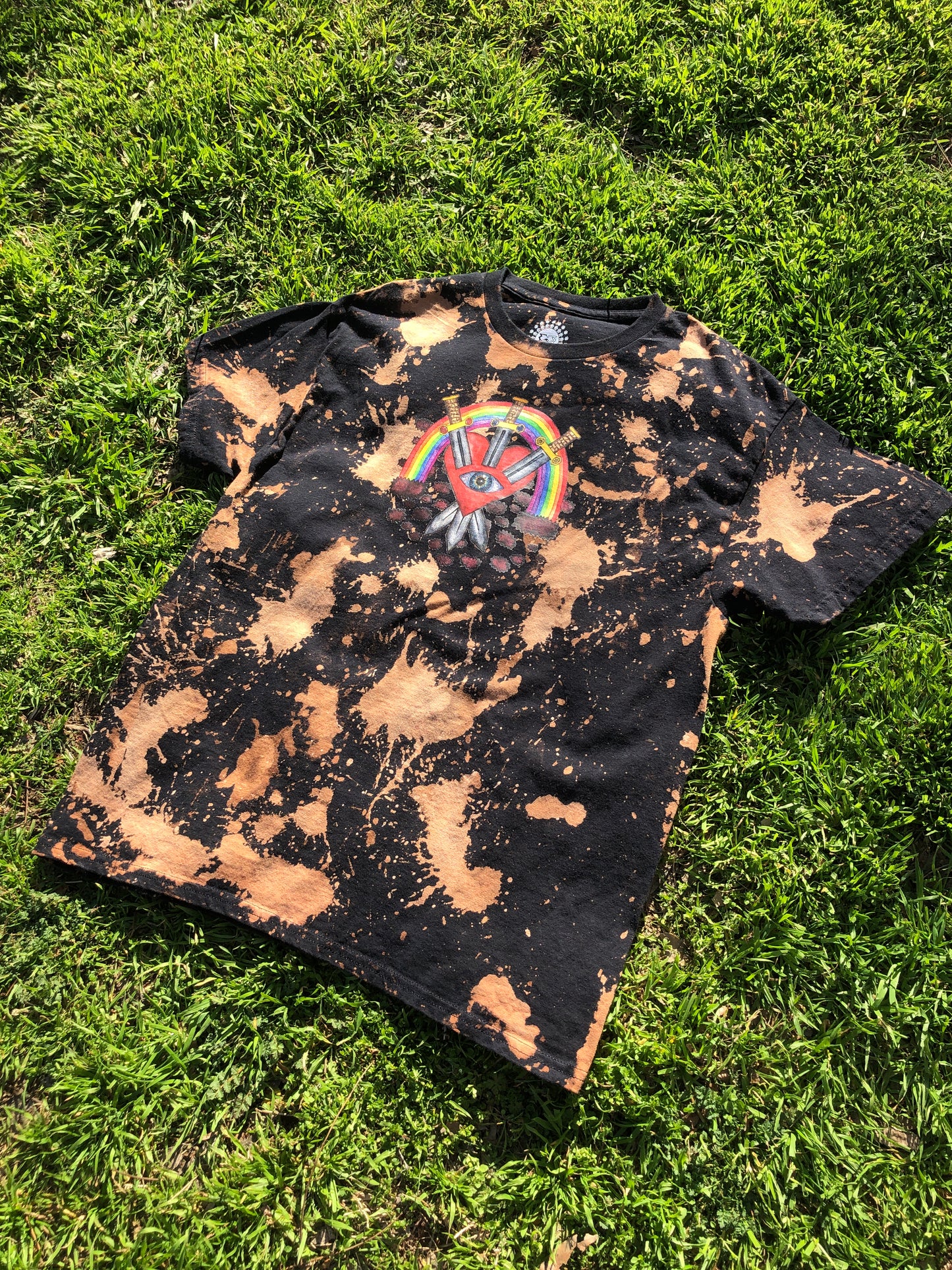 3 of Swords Black Bleached Shirt