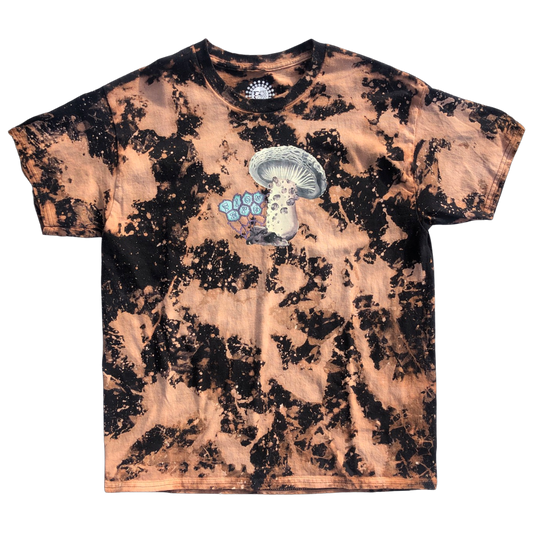 Mushrooms are Down to Earth Black Bleached Shirt